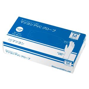 [マツヨシ] 使い捨て手袋 プラスチックグローブ 粉なし(サイズ:M) 100枚入り 病院採用商品 PVC 手袋 パウダーフリー (松吉医科器械)