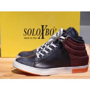 レディース　レザースニーカー（ボア付き）　SOLOXBO アンティーク加工　made in Ital...