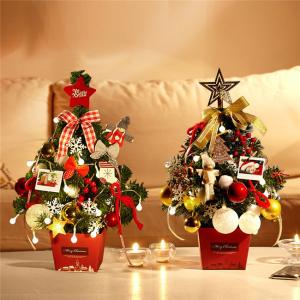 クリスマスツリー 卓上 50cm ミニツリー クリスマス飾り 小さめ LEDライト付き キラキラ オーナメント おしゃれ 雰囲気満々 クリスマスプレゼント