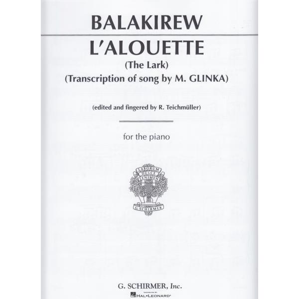 ピアノ 楽譜 バラキレフ | ひばり (グリンカの歌曲からの作曲者自身によるピアノソロ編曲) | L...