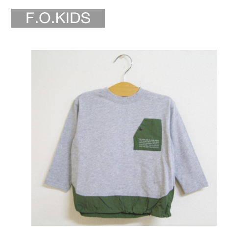 エフオーキッズ F.O.KIDS 異素材切替ポーチドッキング長袖Tシャツ 子供服 男の子 メール便O...