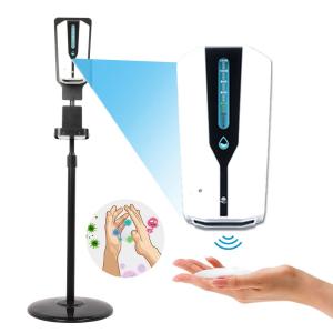 自動誘導アルコール消毒噴霧器 自動手指消毒器1200ML 自動センサー手指消毒器 オフィス/学校/パブリックエリア(ソープディスペンサー+ブラケット）