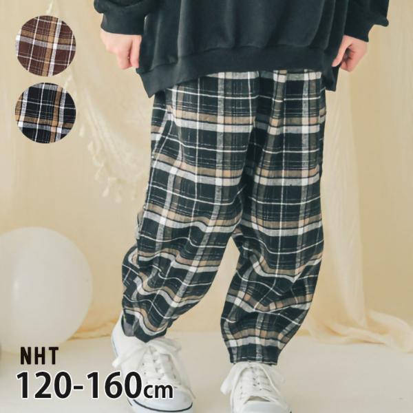 NHT サーカスパンツ ロングパンツ タック入り チェック柄 ネル素材 薄手 エヌエイチティー 12...
