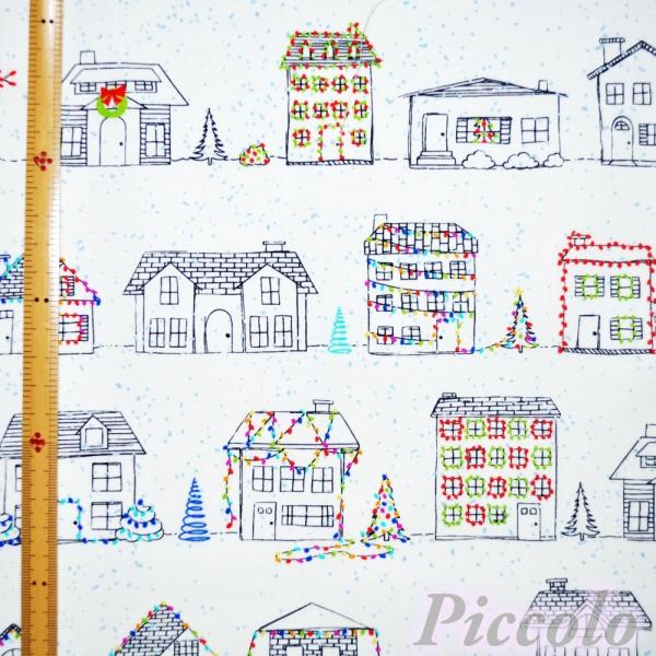 USAコットン　カットクロス　INK &amp; ARROW　イルミネーションタウン　53cm×43cm（カ...