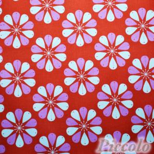 USAコットン　RJR　お花　レッド×ピンク×オフホワイト　53cm×43cm（カット済）　FB-2233