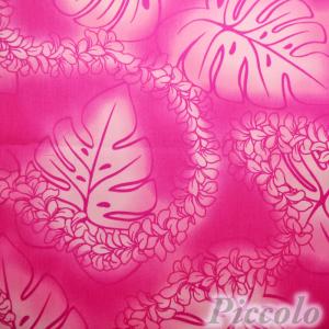 ハワイアン　Trendtex Fabricsなど　ハワイアン　モンステラ＆レイ　綿ポリエステル　ピンク　50cm×40cm（カット済）　FB-2377｜piccolobonnet