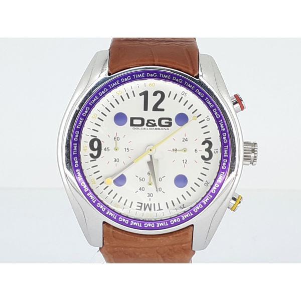 保証付 D&amp;G TIME クォーツ メンズ 腕時計 革ベルト部割れ有り  ◆2004