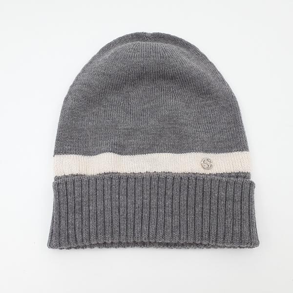 グッチ ニット帽 08.338.986/0001-16  グレー ウール100%  レディース M5...