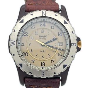 保証付 TIMEX タイメックス 腕時計 safari クォーツ レザー ブラウン メンズ ◆2006