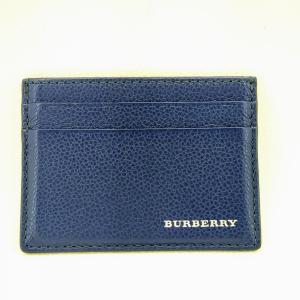 バーバリー　カードケース　パスケース　名刺入れ　ブルー　レザー　BURBERRY　中古　◆3111/...