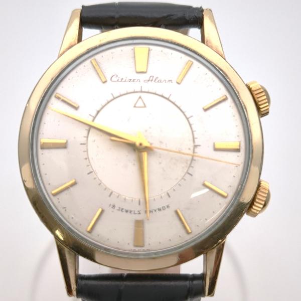 シチズンアラーム　手巻き　19石　メンズ　腕時計　24H稼働確認済　CITIZEN　中古　◆3111...