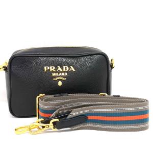 PRADA 美品 プラダ ショルダーバッグ レザー ブラック 黒 バンドリエラ  