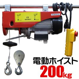 電動ホイスト 100V(50/60Hz) 最大荷揚荷重200kg コントローラー付き ウインチ 吊り上げ 吊り下げ クレーン ホイスト 倉庫 荷揚