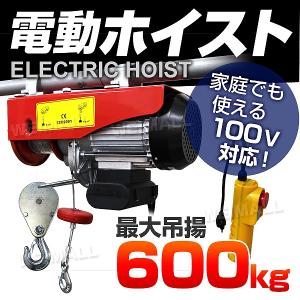 電動ホイスト 電動ウインチ 600kg リモコン付き 100V 運搬用チェーンブロック