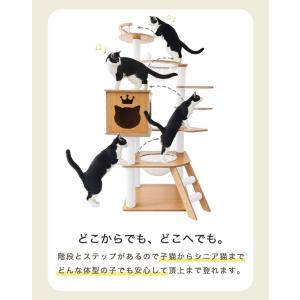 キャットタワー 木製 宇宙船 据え置き 階段 ...の詳細画像2