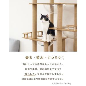 キャットタワー 木製 宇宙船 据え置き 爪とぎ...の詳細画像1