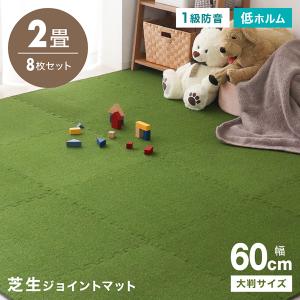 ジョイントマット 大判 芝生 60×60cm 8枚セット サイドパーツ付 室内 芝生ジョイントマット 人工芝 ラグ ラグマット