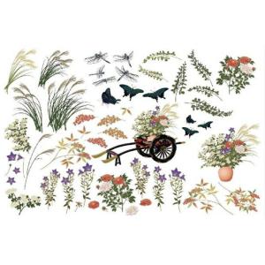 白磁用転写紙Q 新入荷！9105日本の秋 / 蝶々 チョウ バタフライ butterfly ススキ ...