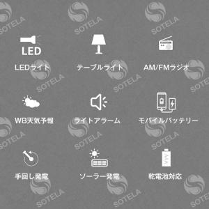 防災ラジオ 日本語取扱説明書付き ソーラー発電 手回し発電可能 LEDライト テーブルライト FM ...