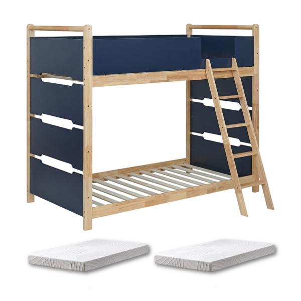 二段ベッド 大人用 子供 天然木 シングルベッド マットレス 2枚セット すのこ おしゃれ 敷布団 ...