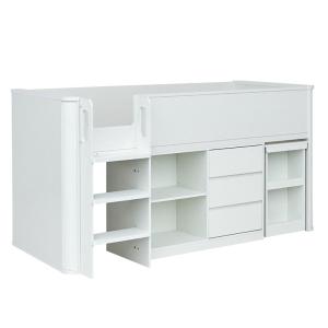 システムベッド 子供 大人用 システムベッドデスク ロータイプ ロフトベッド 階段 机付き シングルベッド 収納 チェスト Aoha アオハ 2色対応