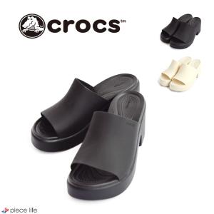 正規取扱店2024春夏新作 Crocs クロックス サンダル BROOKLYN ブルックリン スライド ヒール レディース 厚底 春 夏 秋 ブラック スタッコ 209408｜piecelife