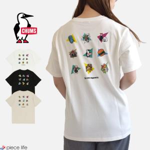 2025春夏新作 CHUMS チャムス Tシャツ 半袖 かせきさいだぁ アラカルトT コラボ トップス 綿100％ メンズ レディース ユニセックス M L XL CH01-2555｜piecelife