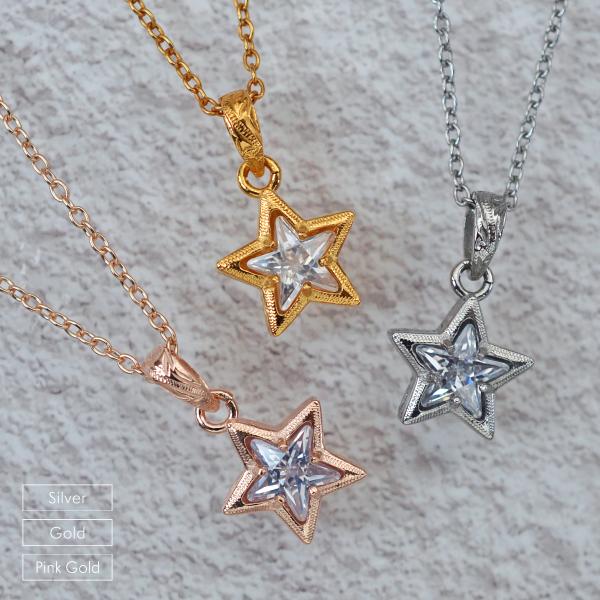 ハワイアンジュエリー フックピアス ネックレス セット 星 サージカルステンレス キュービックジルコ...