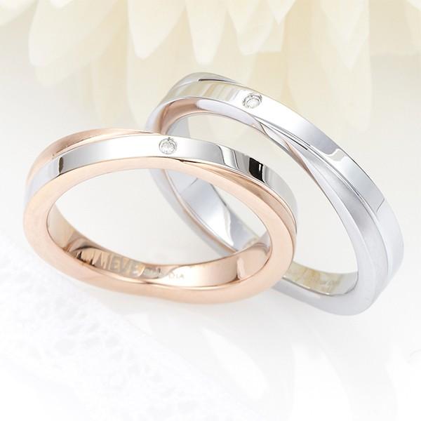 リング メンズ レディース 天然ダイヤモンド サージカルステンレス316L製 2つのラインがクロスし...
