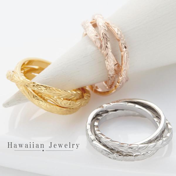 3連リング サージカルステンレス ハワジュ マイレ スクロール プルメリア 金属アレルギー 爆買