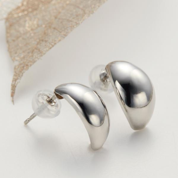 ピアス レディース 日本製 プラチナ pt900 ハーフフープ カーブ 楕円 オーバル シンプル お...