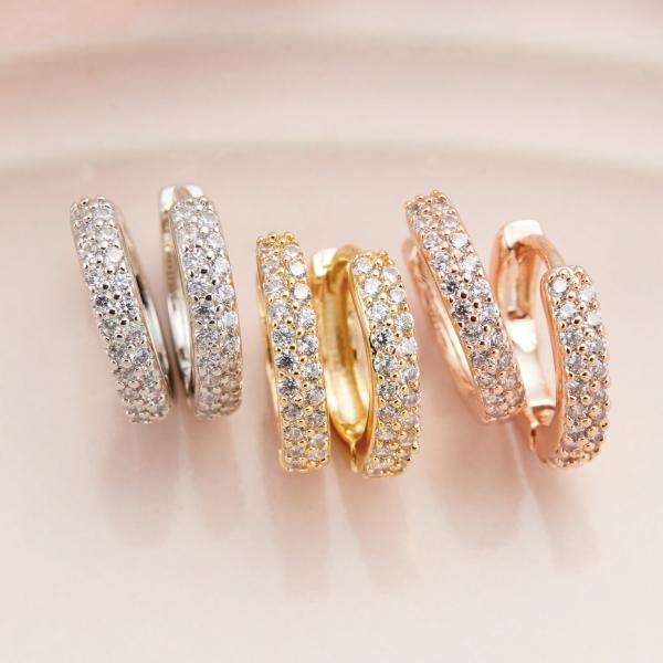 フープピアス ニッケルフリー キュービックジルコニア パヴェ ハーフエタニティ ミニ 中折れ ワンタ...