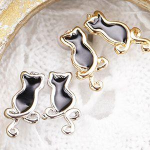スタッドピアス チタン製ポスト 低アレルギー 猫 ネコ ねこ