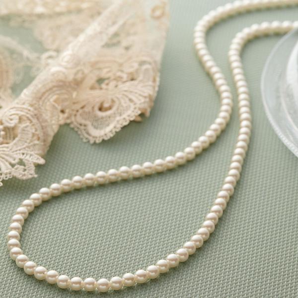 ネックレス パール 真珠 二連 ロング 長い ドレス フォーマル シンプル 首回り90cm 直径7m...