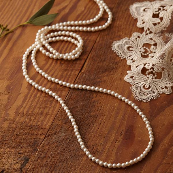 ネックレス パール 真珠 二連 ロング 長い ドレス フォーマル シンプル 首回り約148cm 直径...