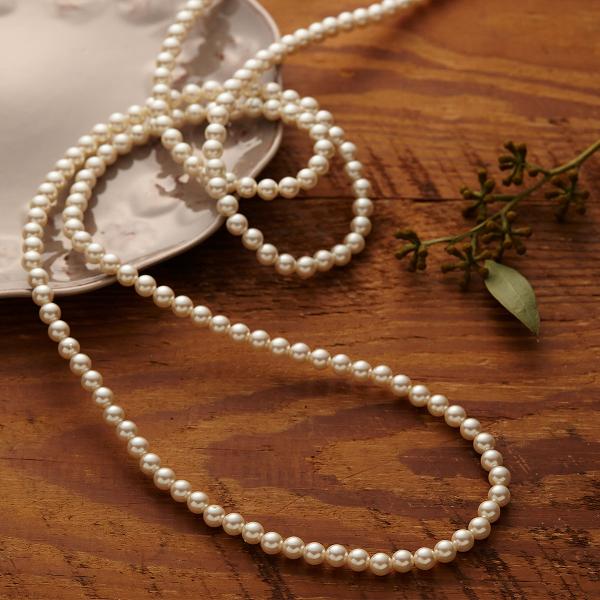 ネックレス パール 真珠 二連 ロング 長い ドレス フォーマル シンプル 首回り約148cm 直径...