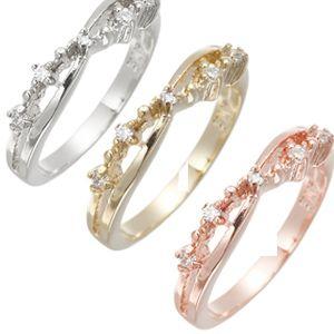 agete アガット K10 ピンクゴールド リング ダイヤモンド 0.03ct 極細