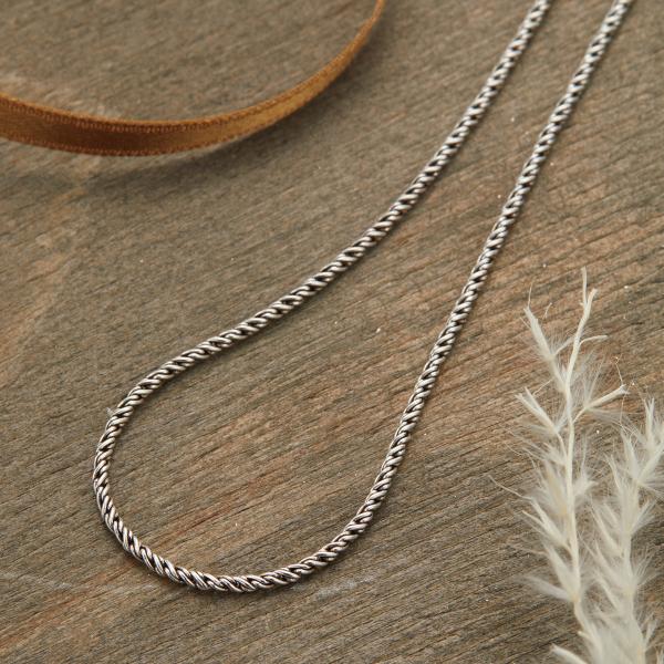 ネックレス シルバー925 ロープチェーン 長さ50cm 幅1.2mm オキシダイ 燻し仕上げ シル...