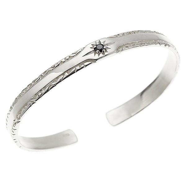 メンズバングル シルバー925 スターリングシルバー シルバーバングル ブレスレット ブラックジルコ...