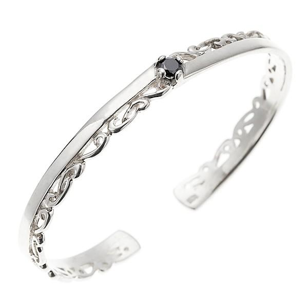 メンズバングル シルバー925 スターリングシルバー シルバーバングル ブレスレット ブラックジルコ...