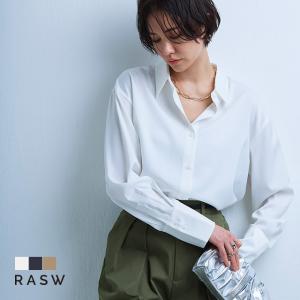 シャツ サテン ベーシック ロングカフス レディース RASW｜pierrot-webshop