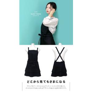 エプロン おしゃれ カフェ ティアード 黒 撥...の詳細画像3
