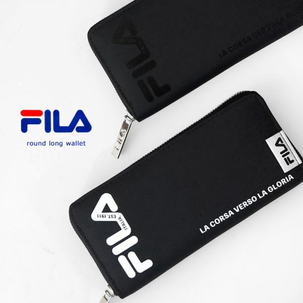 FILA フィラ ポリプリント ラウンド 長財布 合皮 男女兼用 おしゃれ シンプル メンズ レディ...