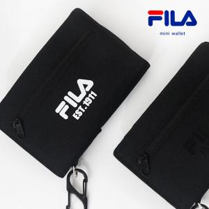 FILA フィラ カジュアル ロゴ 財布 二つ折り おしゃれ 深札入れ 男女兼用 黒 ブラック ミニ財布 コンパクト財布 / メール便可｜pierrot