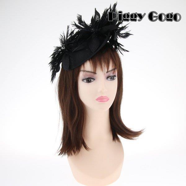 Sinamay Fascinatorピルボックスシルクハットカクテルティーパーティーフェザーヘッドウ...