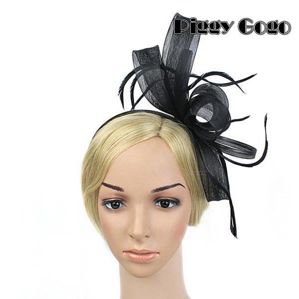 ヴィンテージ女性のヘッドバンド1920年代大きなギャツビーフェザーのヘアバンドドレスブラック