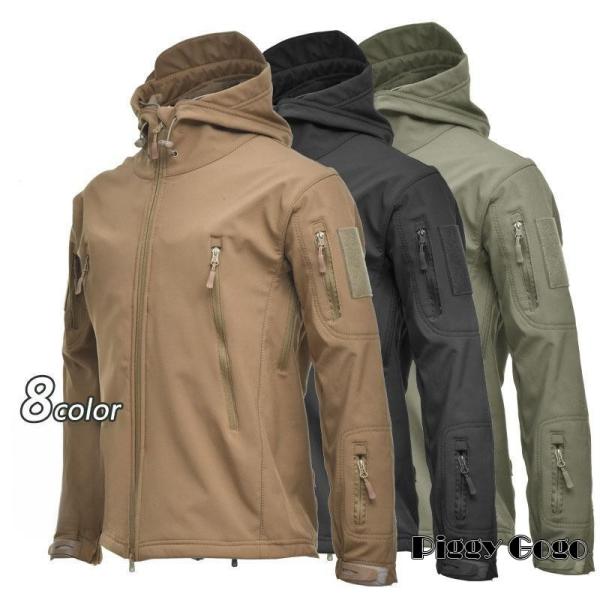 トップコート迷彩フード付きパイル防水風登山用冬ライダースジャケット バイクウェア シングル 男性用防...