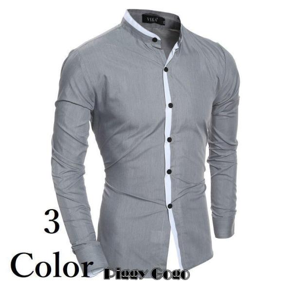 カジュアルシャツ シャツ メンズ トップス 立ち襟 ファッション ラウンドネック おしゃれ スタイリ...