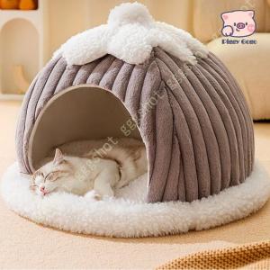 猫 ベッド 猫ハウス ペットベッド 犬小屋 ドーム型 クッション ベット カボチャ型 室内用 隠れ家...
