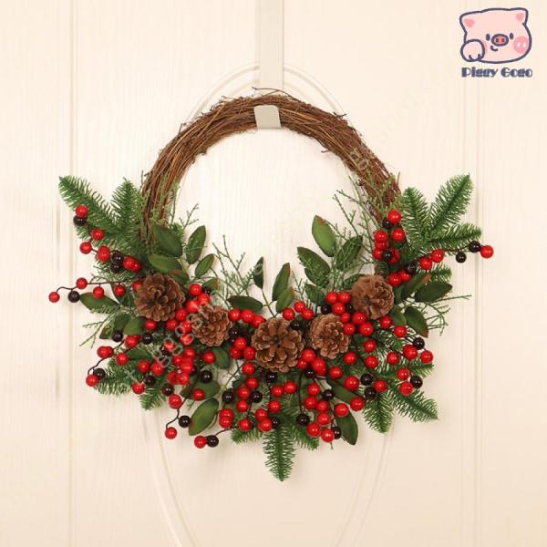 クリスマスリース 果実物語 来年順調語り 玄関リース ドアチャーム 松笠 装飾 デコレーション X’...